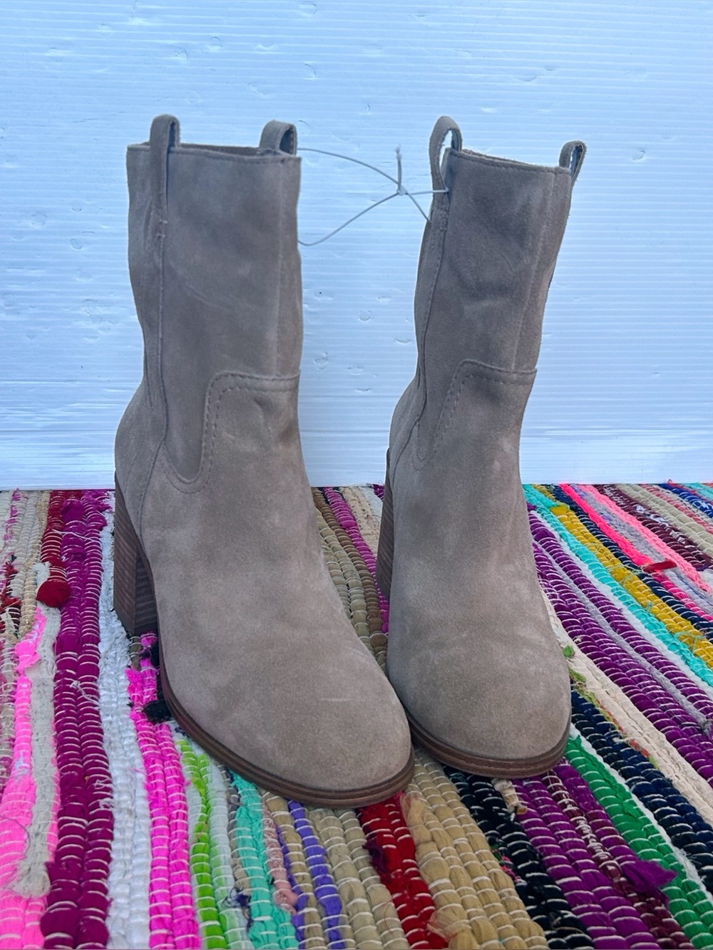 sz 10 SOLE SOCIETY Rachill Tawny Brown Oiled Suede Leather Ankle Boots tan nwot - Picture 4 of 11
